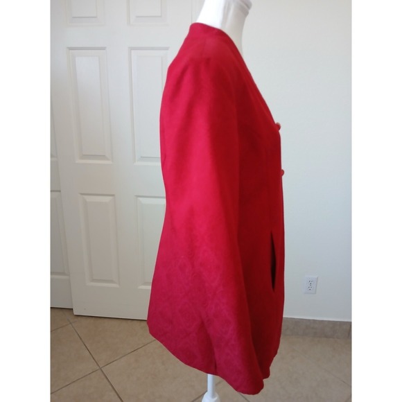 Vtg Laura Scott Womens red blazer with a floral pattern 12 Buttons Old Money - Picture 3 of 16